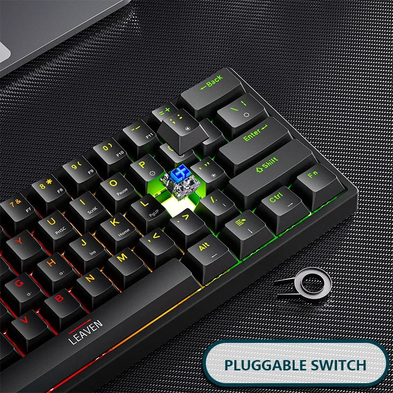 60%, K620 Mini Gaming Mechanical Keyboard 61 Keys RGB Hotswap Type-C Wired