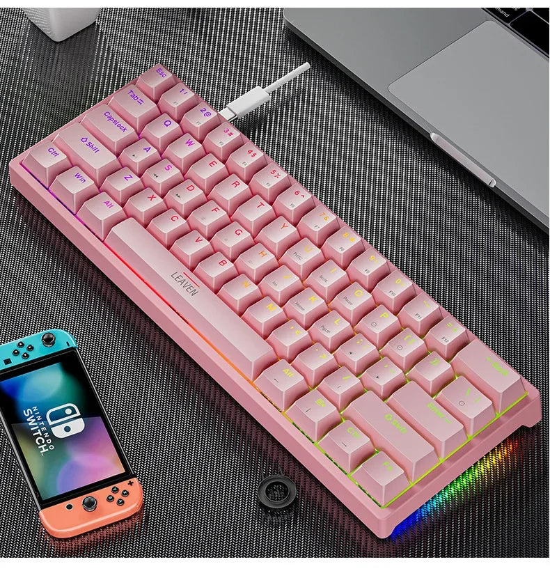 60%, K620 Mini Gaming Mechanical Keyboard 61 Keys RGB Hotswap Type-C Wired
